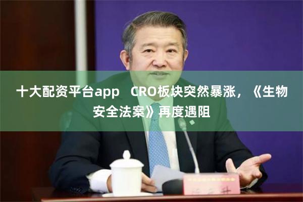 十大配资平台app   CRO板块突然暴涨，《生物安全法案》再度遇阻