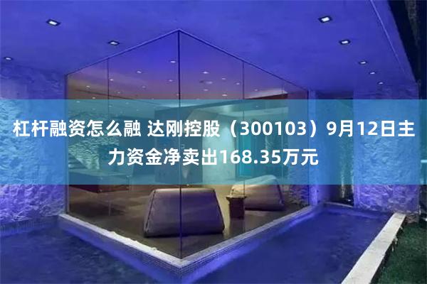 杠杆融资怎么融 达刚控股（300103）9月12日主力资金净卖出168.35万元